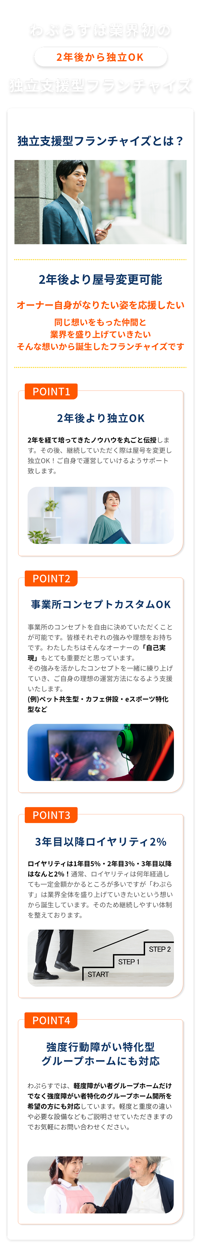 わぷらすは 業界初の2年後から独立OK 独立支援型フランチャイズ