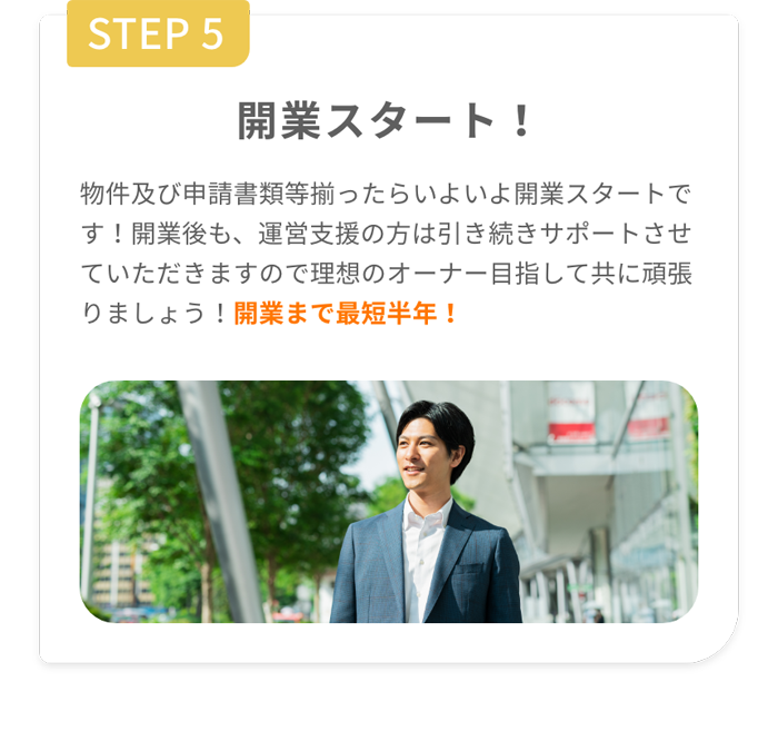 STEP5 開業スタート！