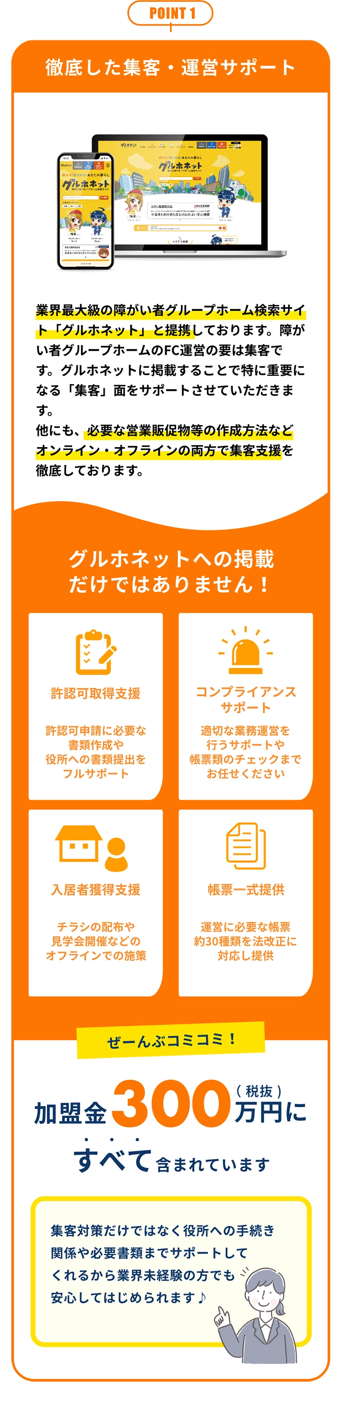 POINT1 徹底した集客・運営サポート